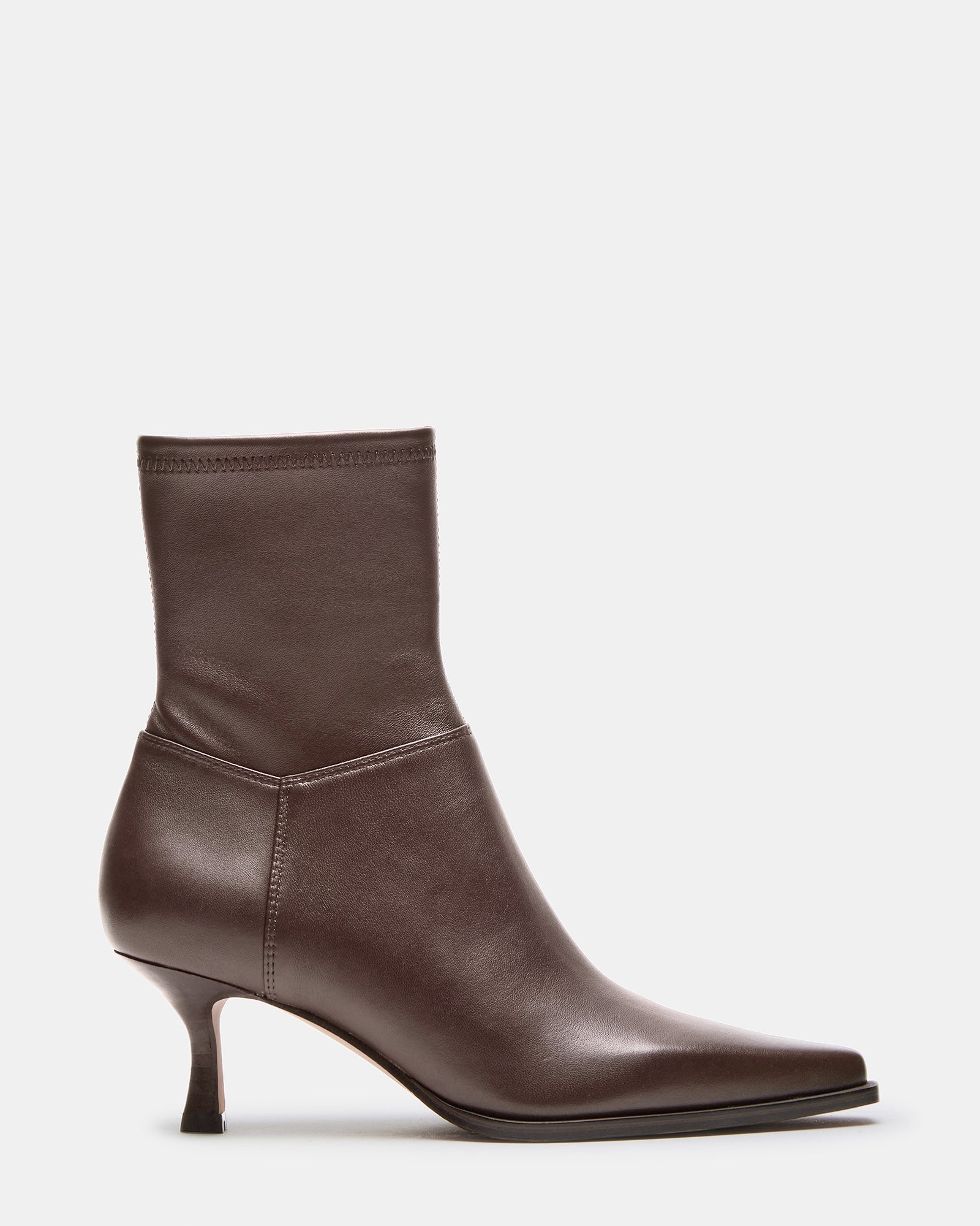 STASIA Brown Pointed-Toe Kitten Heel Women's Ankle Boot | Steve Madden