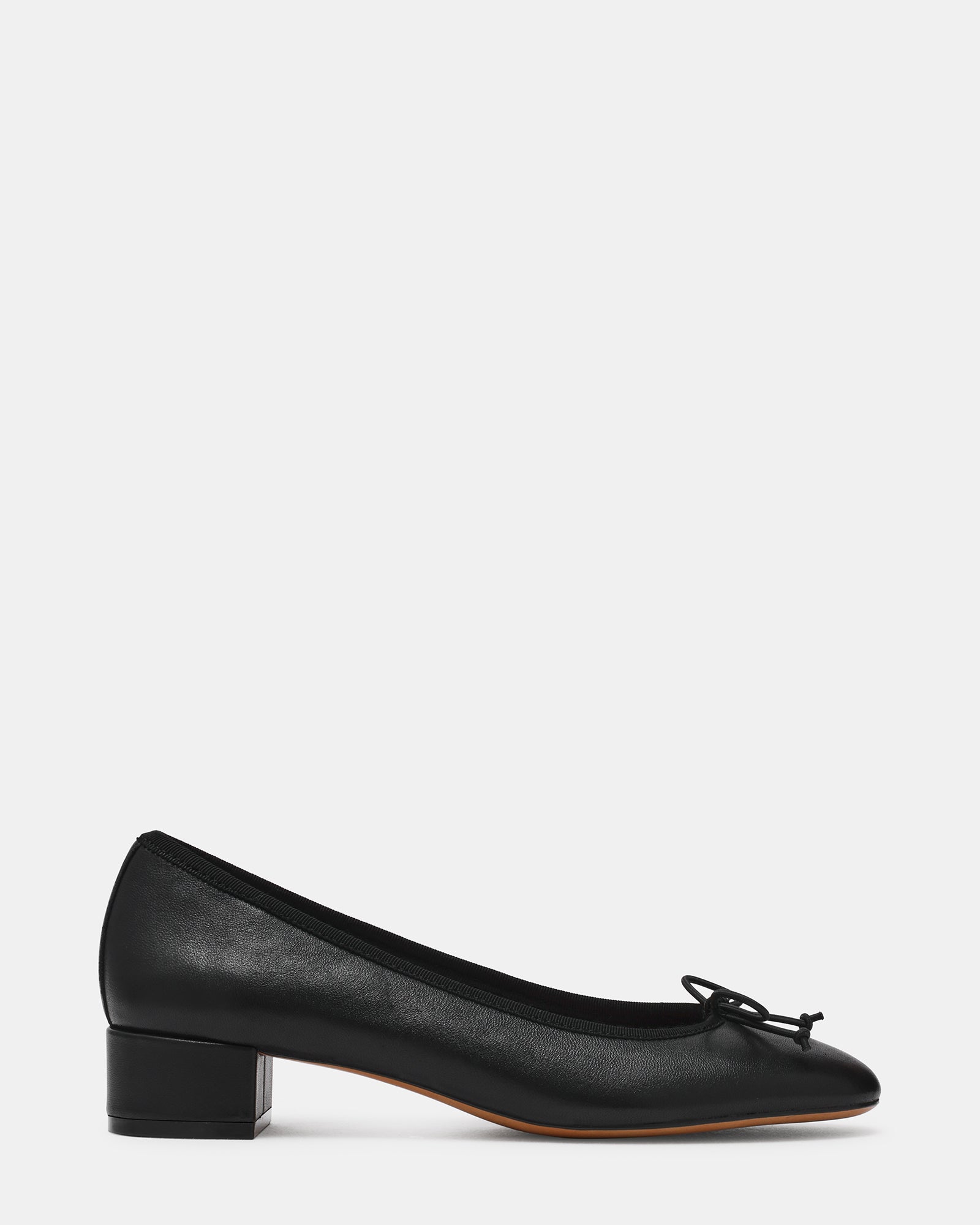 STEFFI Black Leather Ballet Bow Women's Block Heel | Steve Madden
