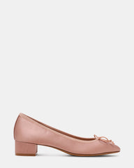 STEFFI Blush Satin Ballet Bow Women's Block Heel | Steve Madden