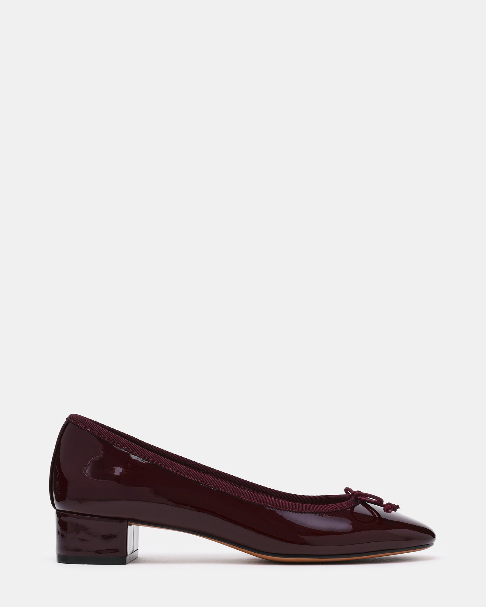 STEFFI Dark Cherry Patent Ballet Bow Women's Block Heel | Steve Madden
