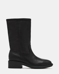 STRAY Black Leather Round-Toe Women's Boot | Steve Madden