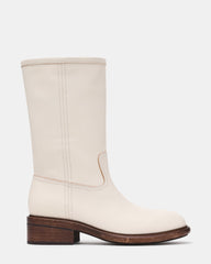 STRAY White Leather Round-Toe Women's Boot | Steve Madden