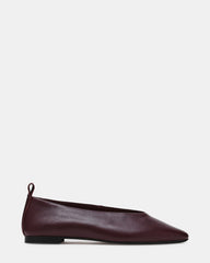 SWANKY Plum Leather Almond-Toe Ballet Women's Flat | Steve Madden