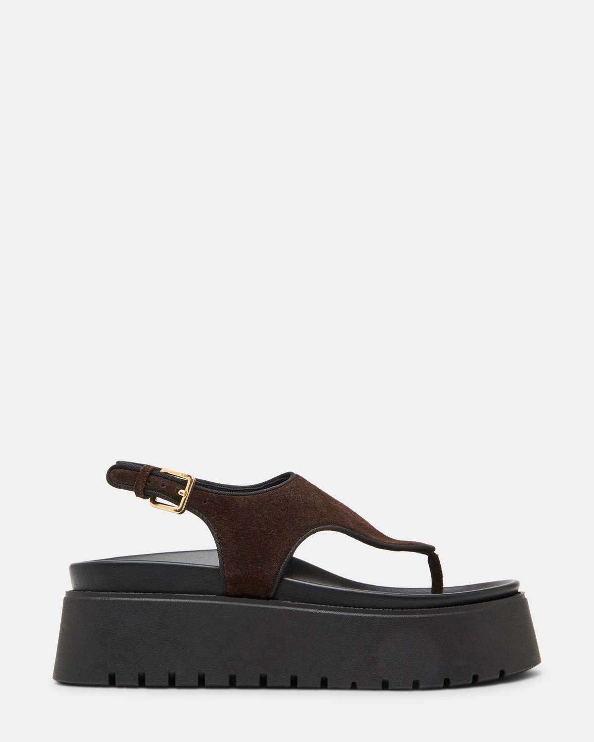 TABOR Brown Suede Thong Footbed Platform Women's Sandal | Steve Madden