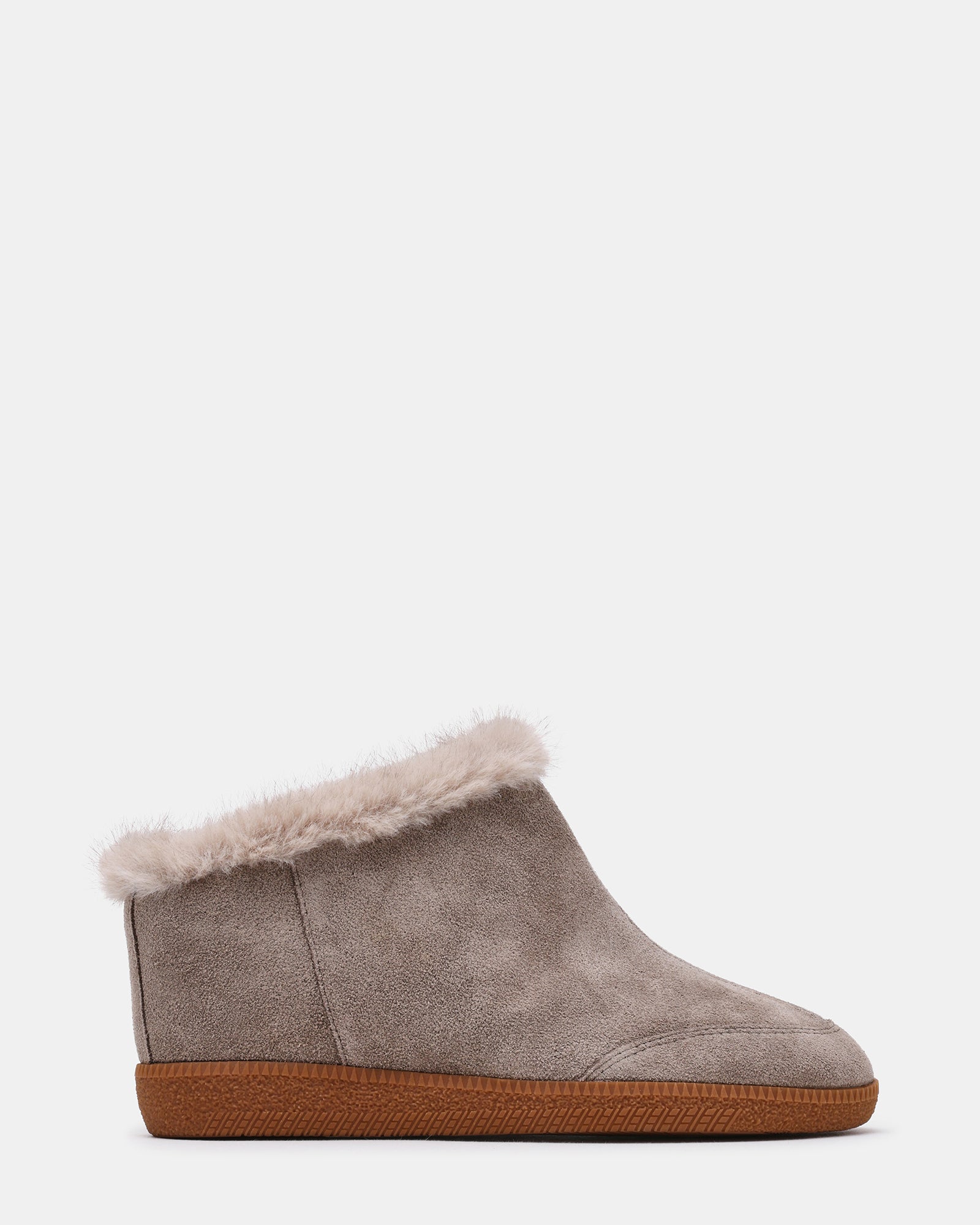 TAKI Taupe Suede Faux Fur Wedge Women's Bootie | Steve Madden