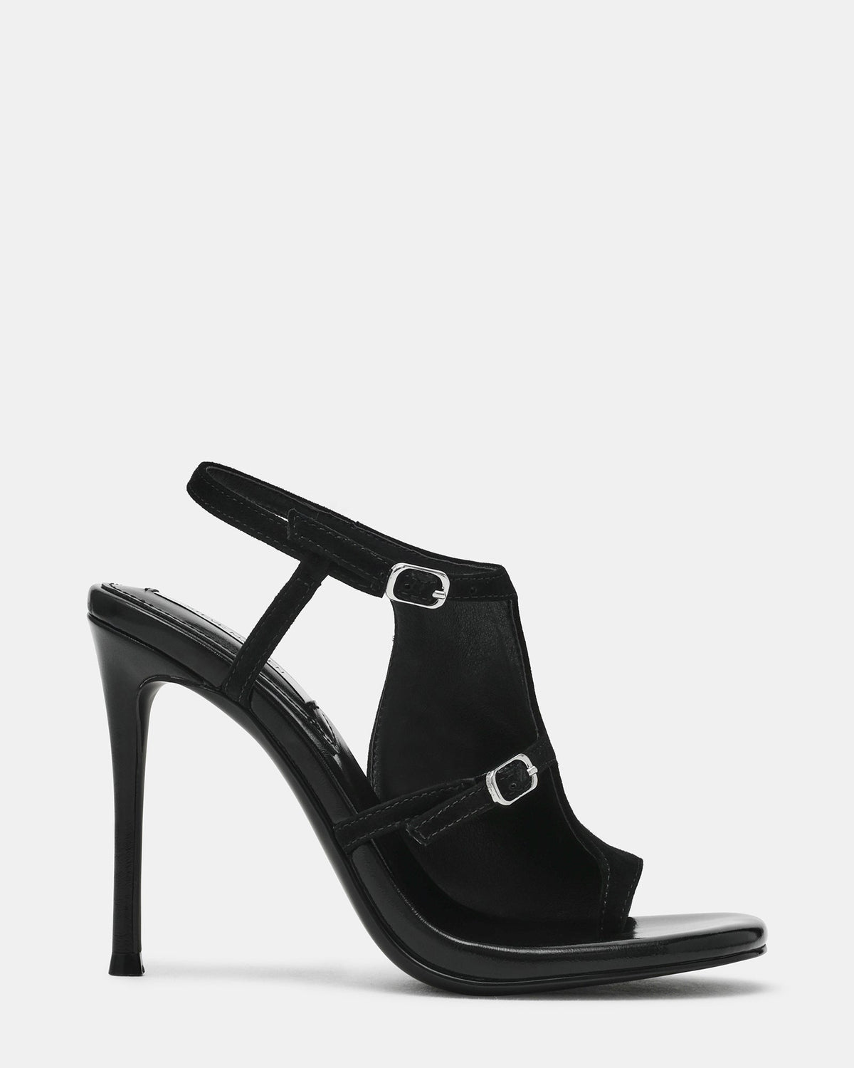 TALLIE Black Suede Thong Toe-Strap Stiletto Women's Heel | Steve Madden