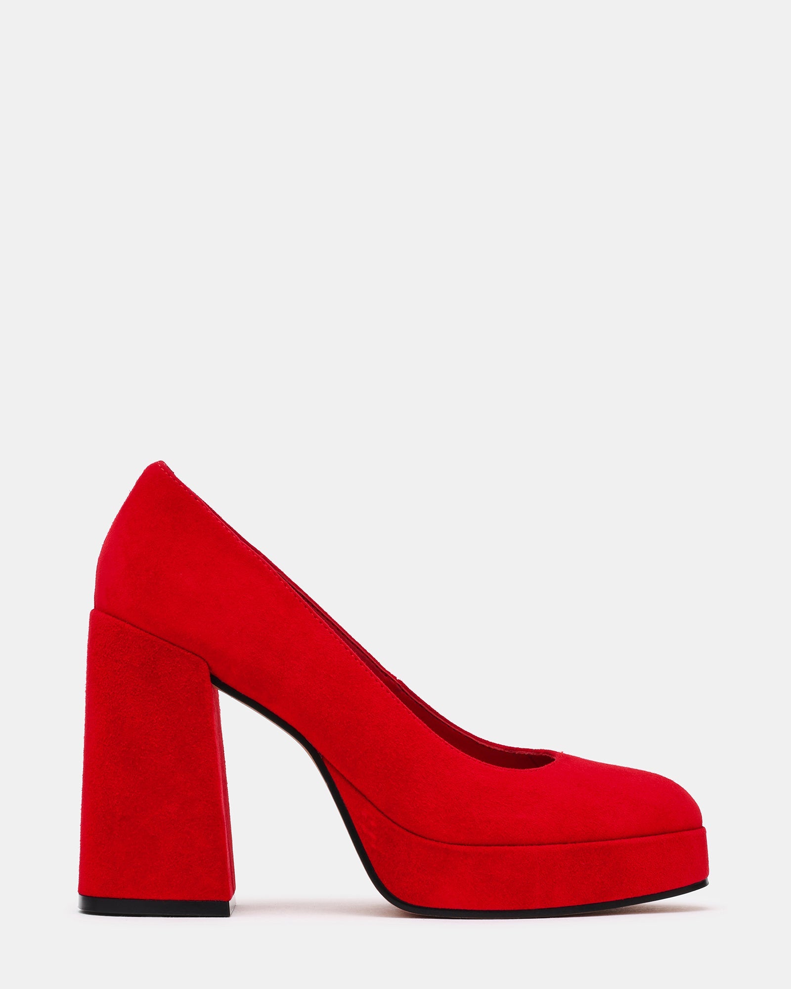 TATI Red Suede Round-Toe Platform Women's Block Heel | Steve Madden