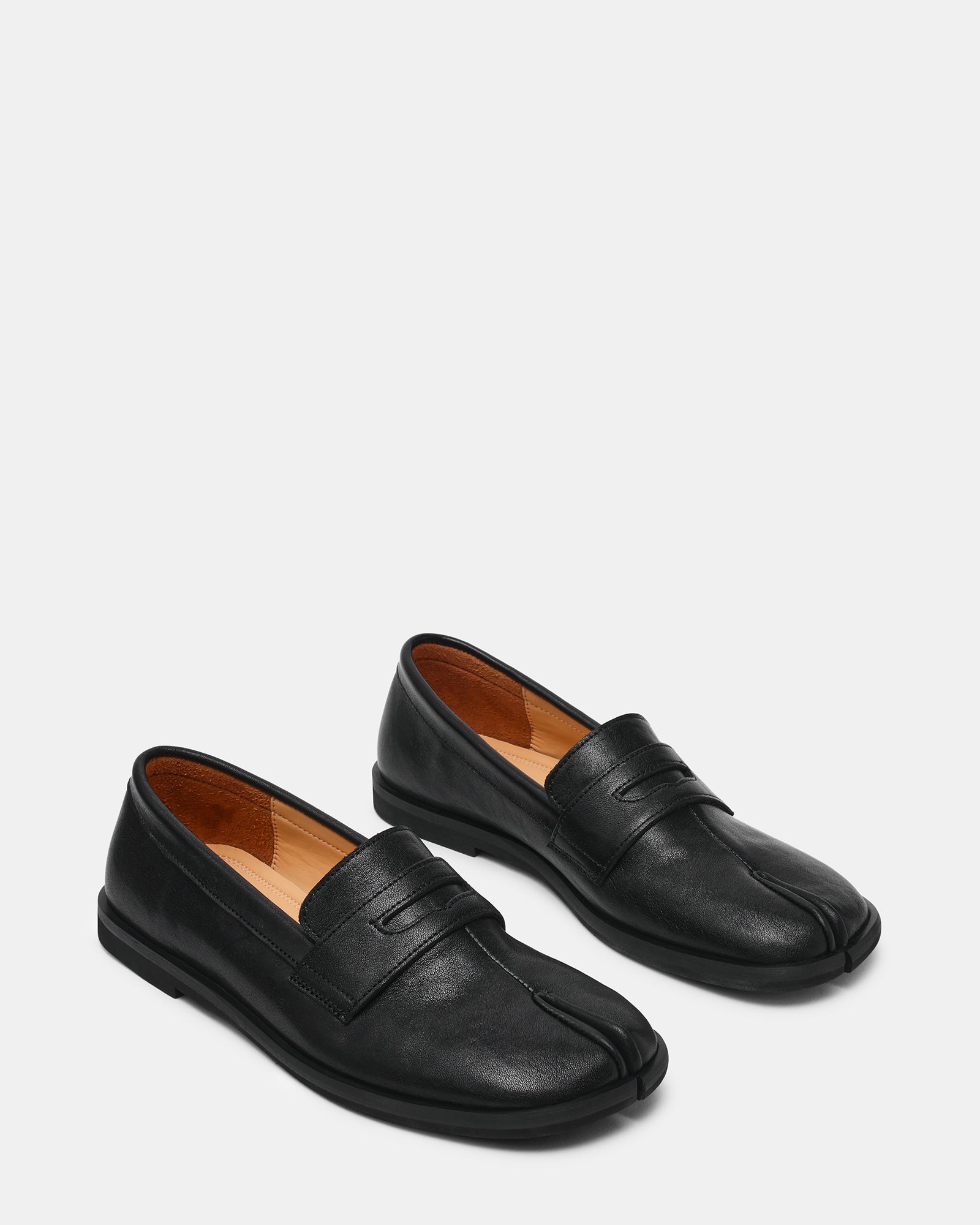 THESIS Black Leather Split Toe Tabi Women's Loafer | Steve Madden