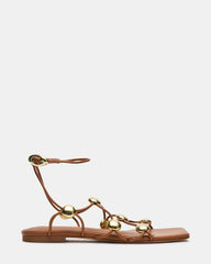 TIDES Cognac Strappy Square-Toe Women's Sandal | Steve Madden