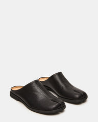 TINO Black Leather Tabi Mule Split-Toe Slip-On Women's Flat | Steve Madden