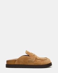 TOBIN Chestnut Suede Slip-On Mule Women's Flat | Steve Madden