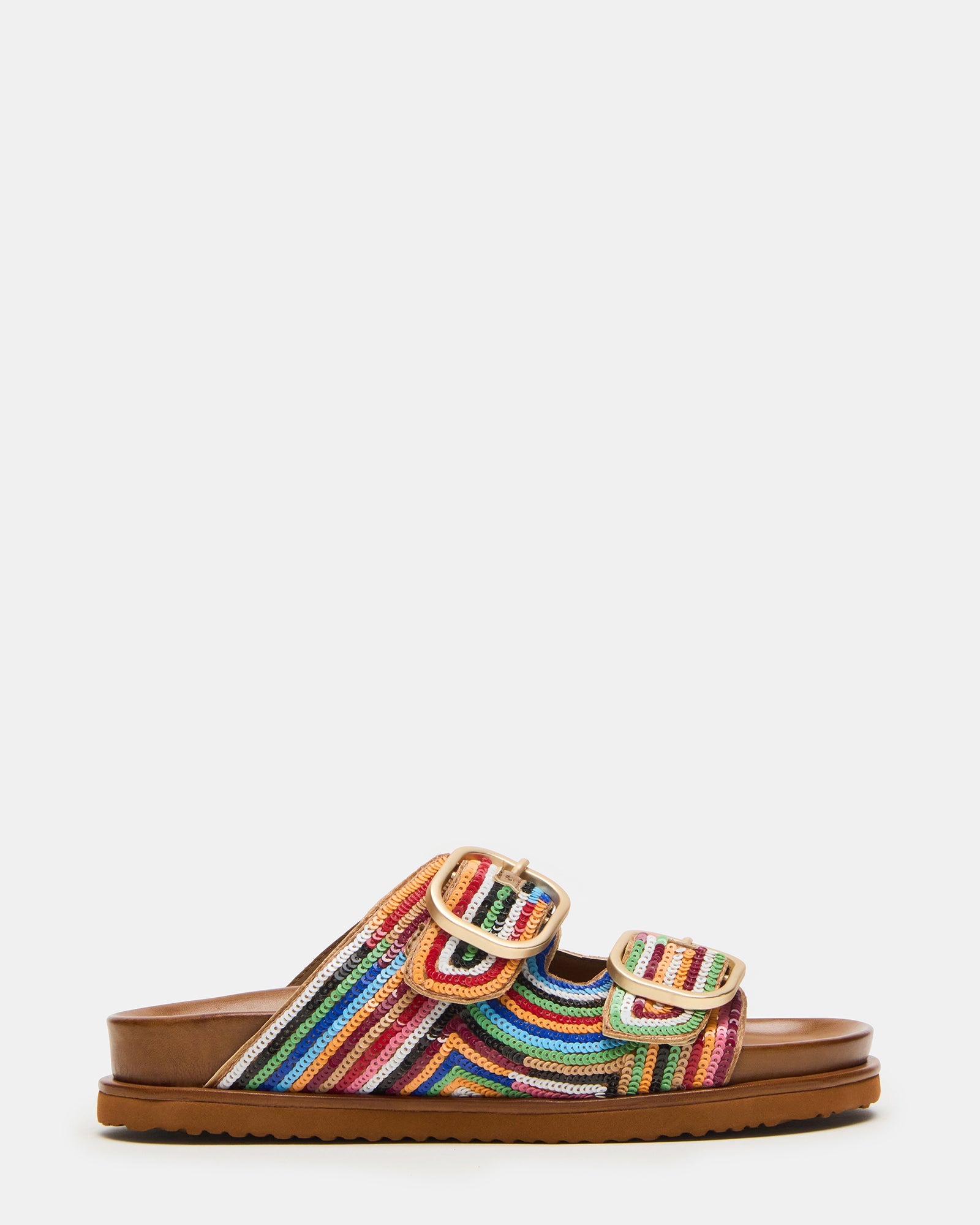 TOURIST Multi Color Footbed Slide Women's Sandal | Steve Madden