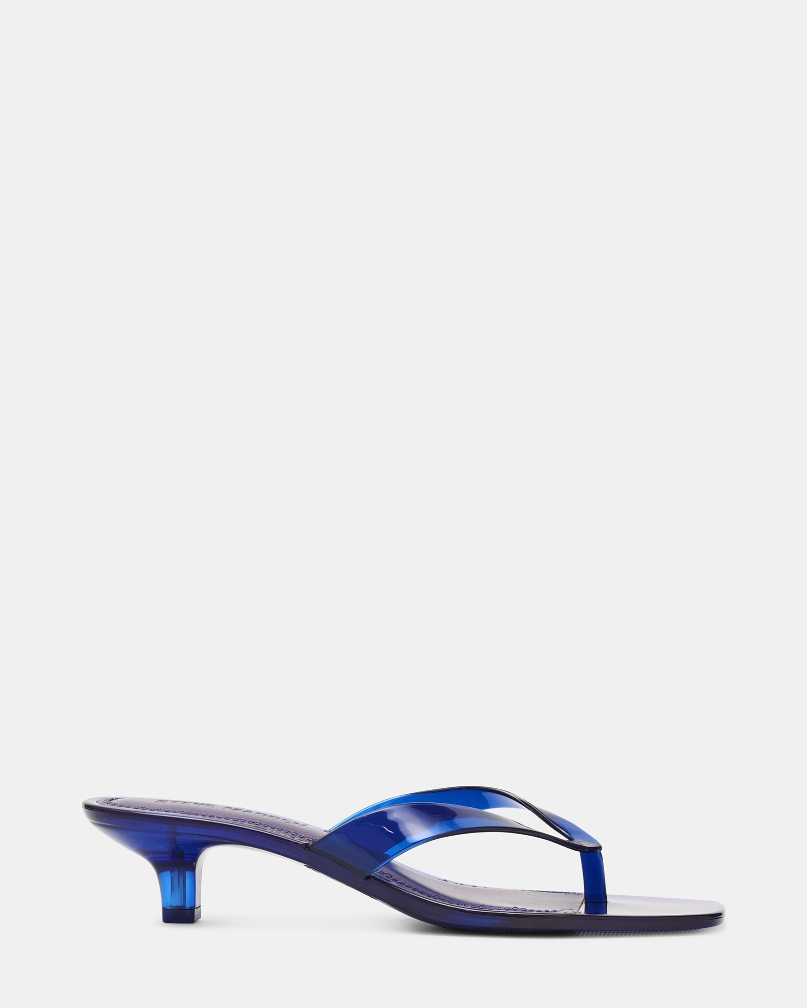 TRACIE Jelly Navy Thong Strap Women's Kitten Heel | Steve Madden