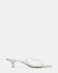 TRACIE Jelly Silver Glitter Thong Strap Women's Kitten Heel | Steve Madden