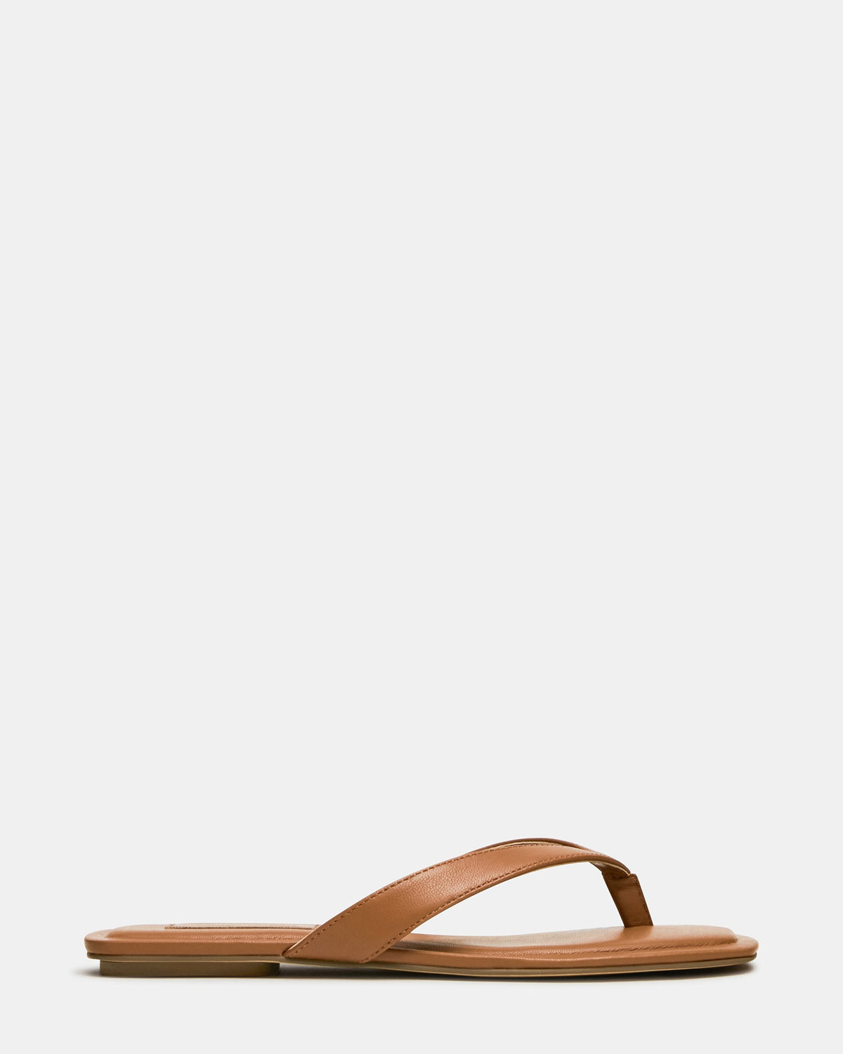 TRELLA Tan Leather Square-Toe Thong Women's Sandal | Steve Madden