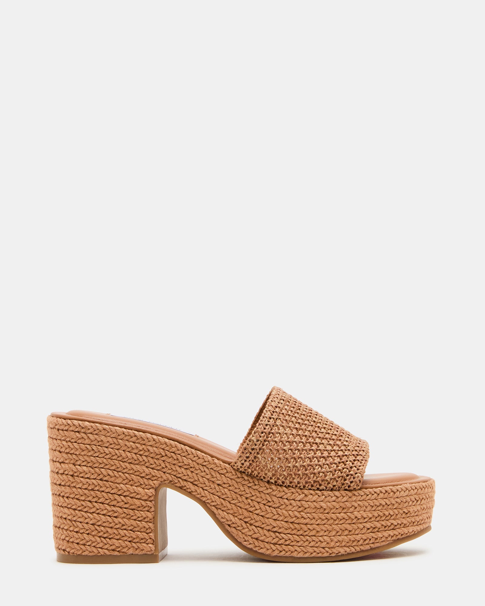 TRIPPY Cognac Raffia Platform Mule Women's Sandal | Steve Madden