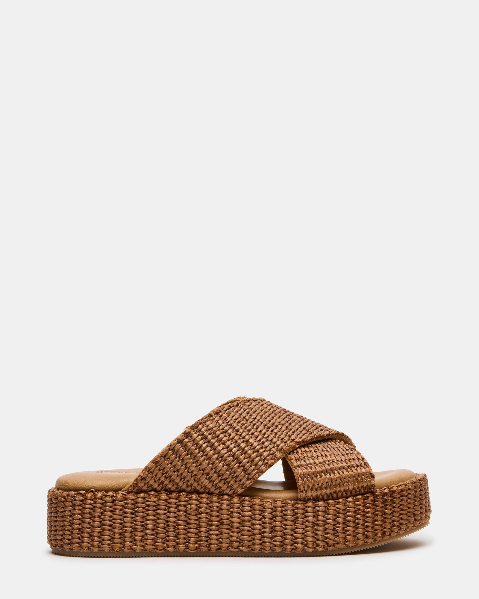 TULUM Brown Raffia Platform Flatform Women's Sandal | Steve Madden