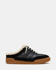 VANDY Faux Fur Black Multi Low-Top Lace-Up Mule Women's Sneaker | Steve Madden