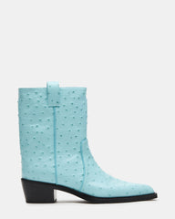 VINNY Ostrich Turquoise Leather Pointed-Toe Women's Ankle Boot | Steve Madden