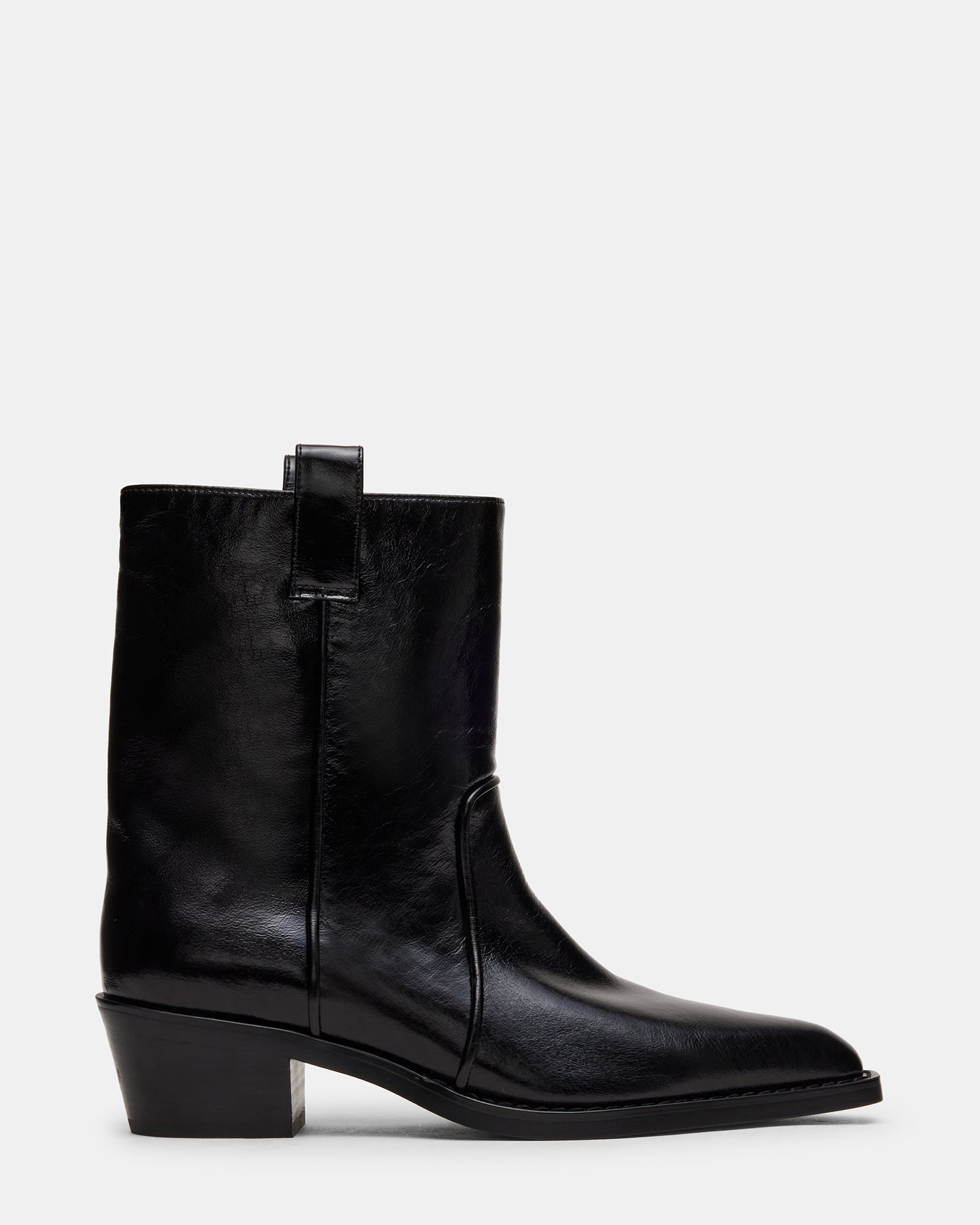 VINNY Black Leather Pointed-Toe Women's Ankle Boot | Steve Madden