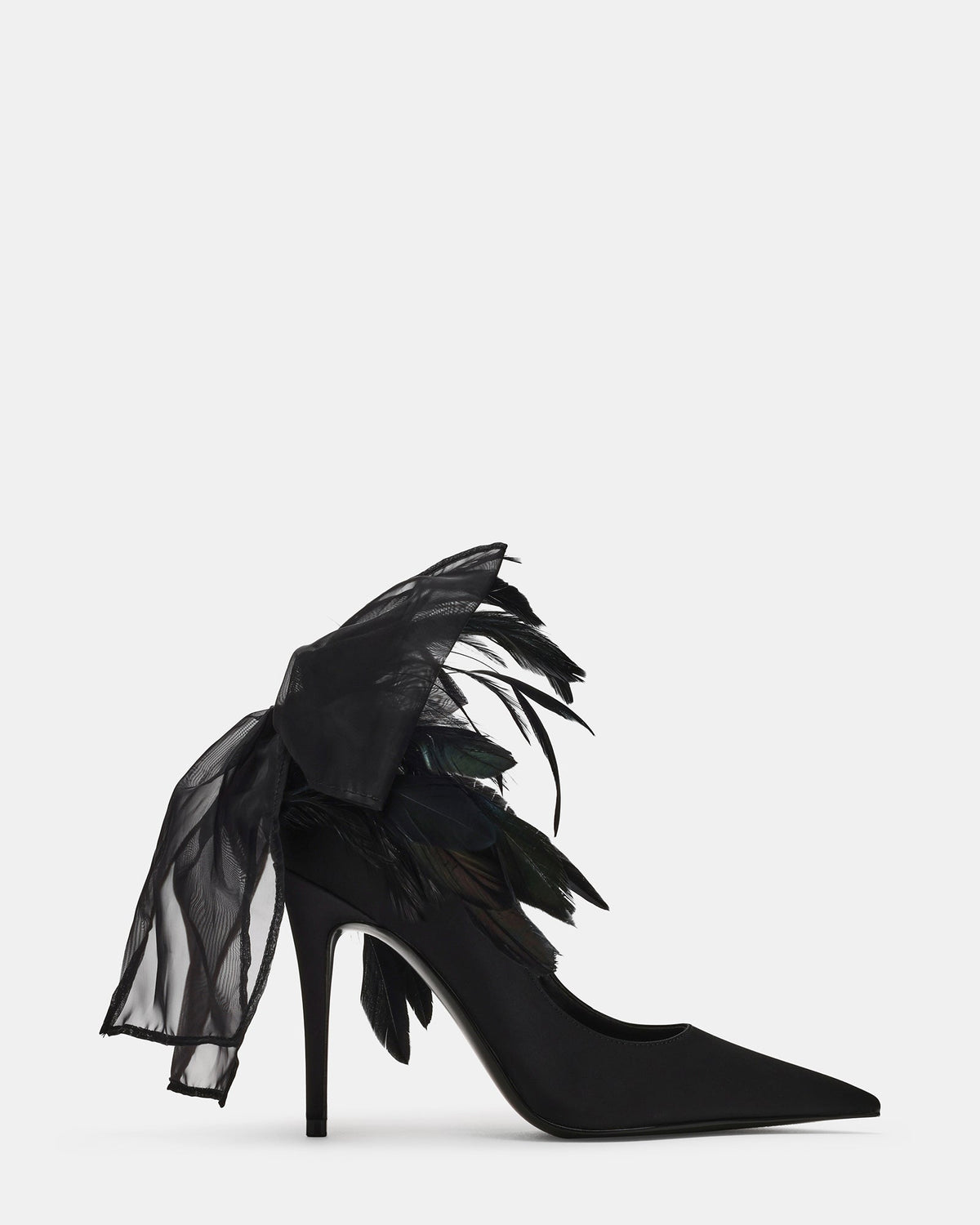VIRTUES Black Feathers Bow Pointed-Toe Pump Women's Heel | Steve Madden