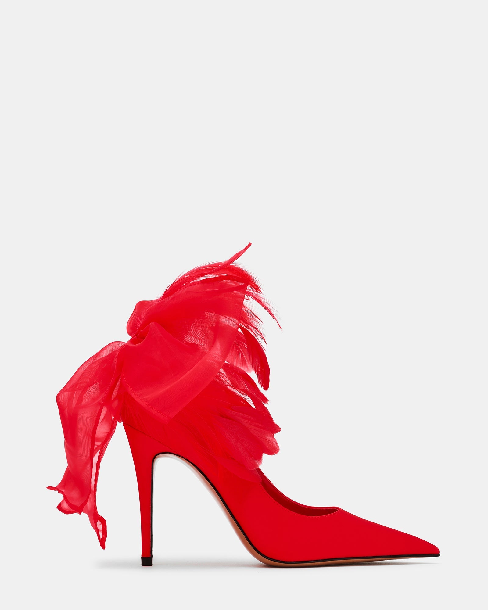 VIRTUES Red Feathers Bow Pointed-Toe Pump Women's Heel | Steve Madden