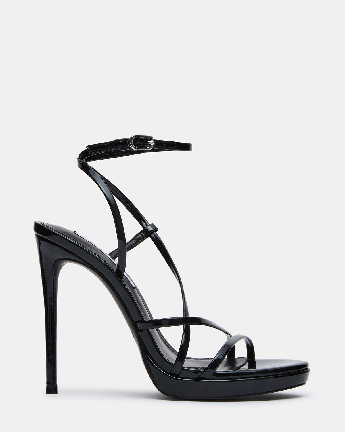WESS Black Patent Strappy Women's Stiletto Heel | Steve Madden