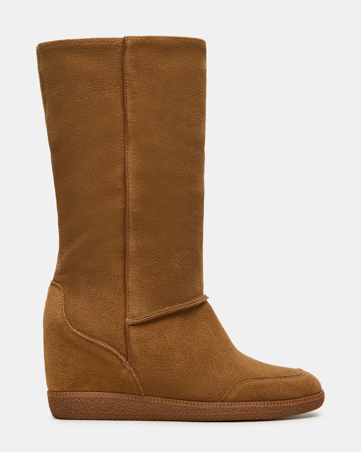 WOODSIDE Chestnut Suede Fold-Over Wedge Women's Boot | Steve Madden