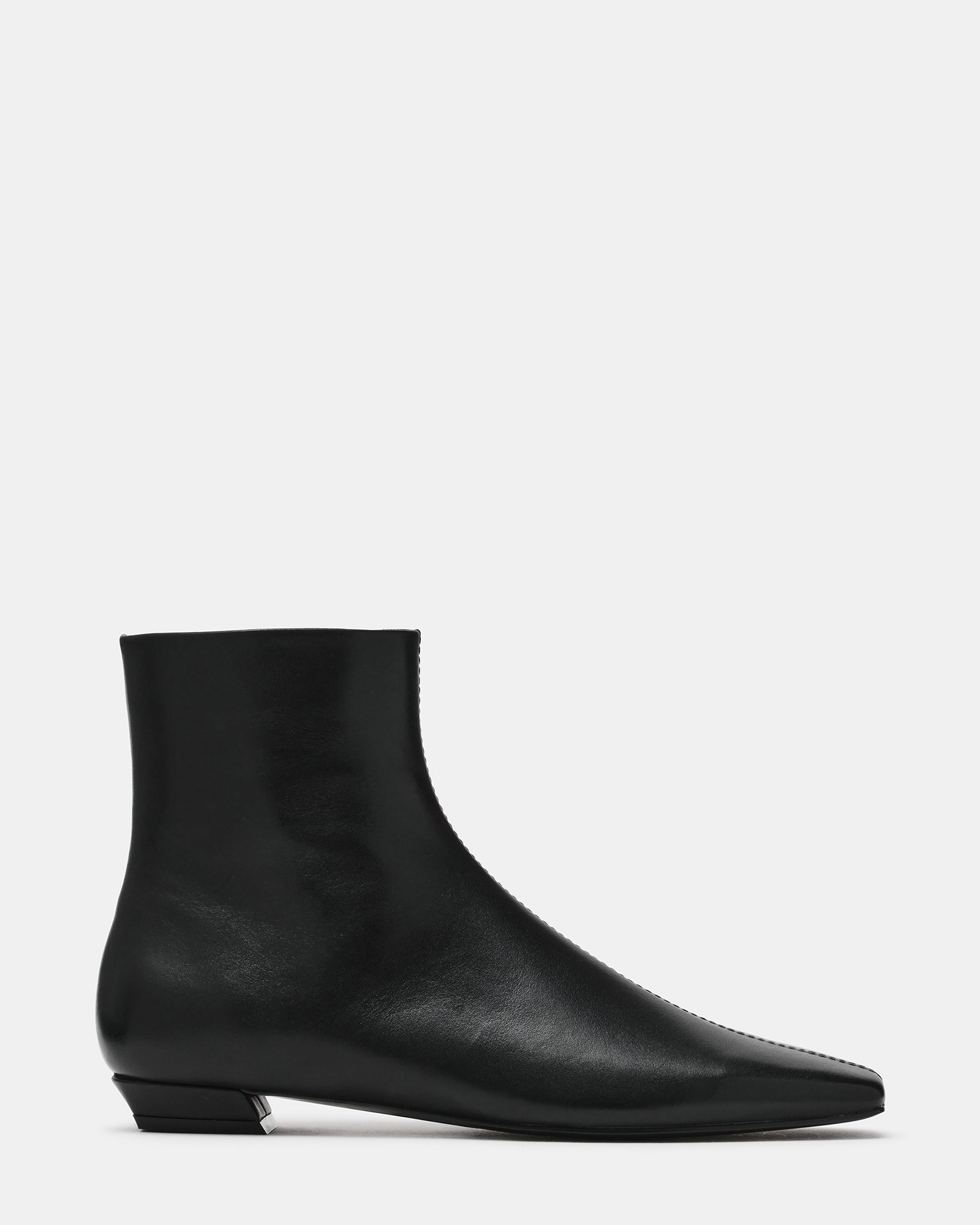 ZAMI Black Leather Square-Toe Women's Ankle Boot | Steve Madden