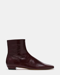 ZAMI Dark Cherry Leather Square-Toe Women's Ankle Boot | Steve Madden