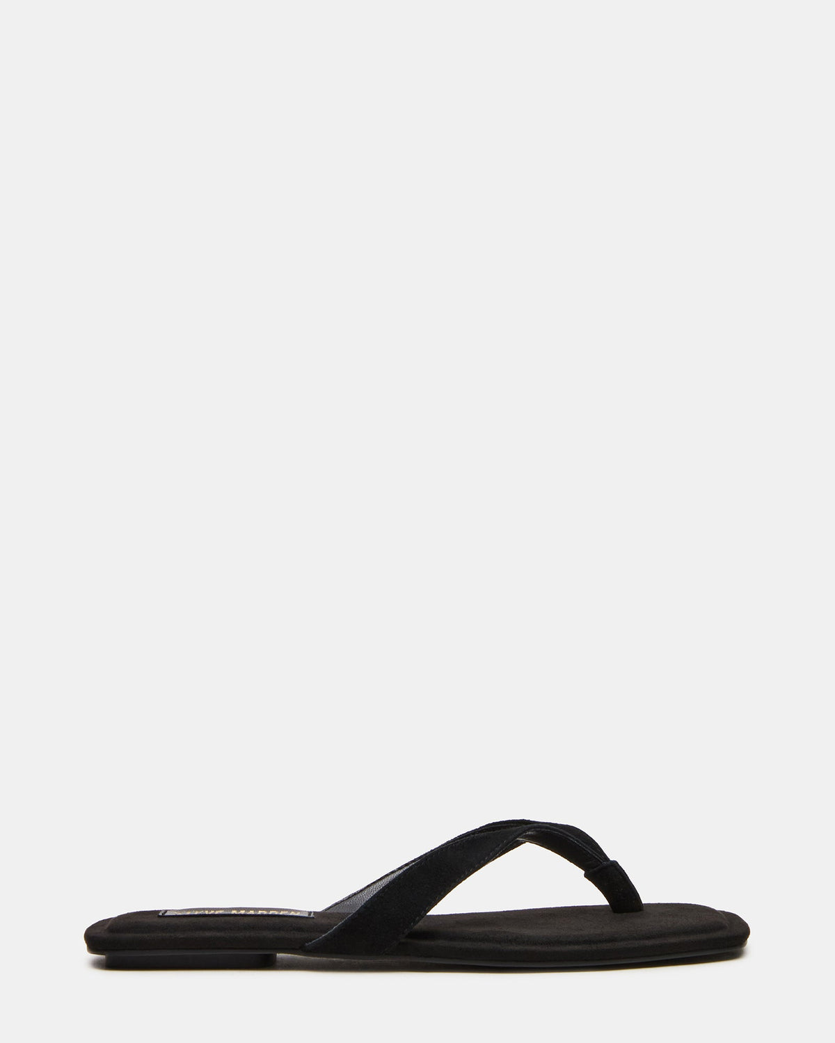 TRELLA Black Suede Square-Toe Thong Women's Sandal | Steve Madden