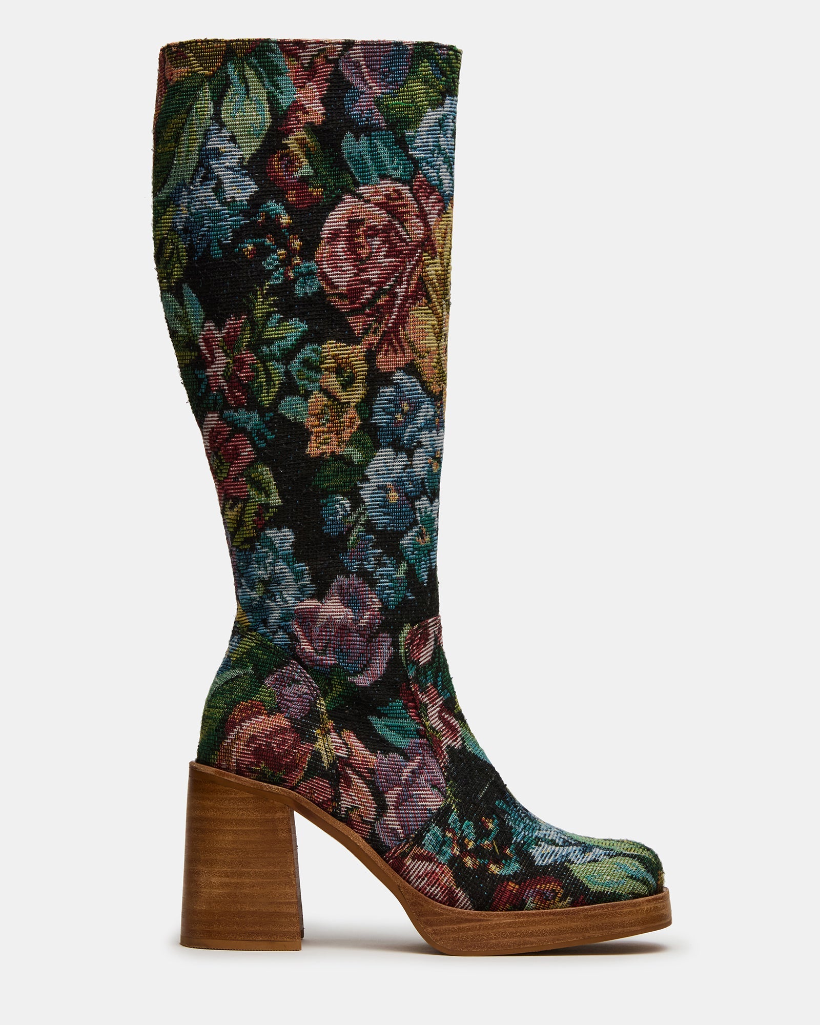 FOLIE Tapestry Square-Toe Block Heel Knee-High Women's Boot | Steve Madden