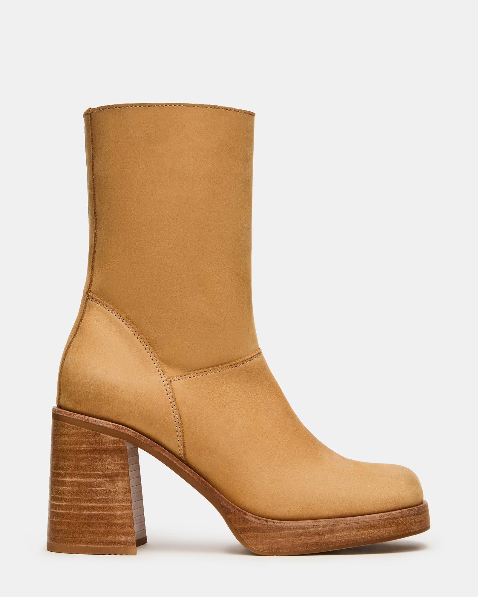 FUSION Banana Leather Square-Toe Block Heel Women's Ankle Boot | Steve Madden